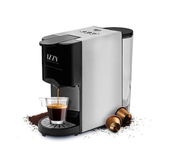 Καφετιέρα Espresso IZZY INOX για Αλεσμένο Καφέ & Κάψουλες Nespresso